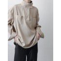 Half high collar shirt for men, standing collar for men, casual shirt with inner lining