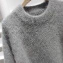 Autumn and winter clothing new style fresh rabbit fur velvet round neck pullover long sleeved thick sweater for women