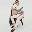 Men's knitted round neck striped casual trend loose and versatile sea soul shirt