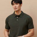 Men's polo shirt loose casual light mature style simple solid color business knit top