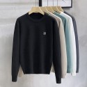 Round neck solid color sweater slim fit base shirt long sleeved youth embroidery casual knit sweater winter style