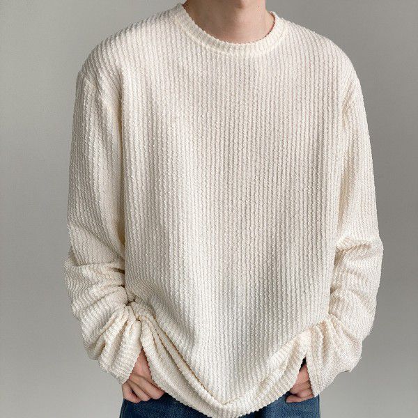 Striped long sleeved T-shirt men's autumn loose casual base shirt top