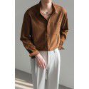 Long sleeved shirt for men, loose casual, solid color, no iron shirt top