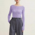 Single neck thin inner layer sweater, slim fit knit sweater for women