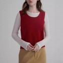 Curved collar asymmetrical twisted flower wool vest sweater