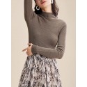 Thickened semi high neck and high neck wool sweater, base knit sweater for women