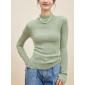 Thickened semi high neck and high neck wool sweater, base knit sweater for women