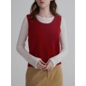 Curved collar asymmetrical twisted flower wool vest sweater