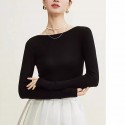 Single neck thin inner layer sweater, slim fit knit sweater for women