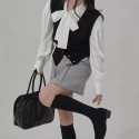 Spring and Autumn Retro Style New Basic Versatile Vest V-neck Cardigan for Women