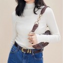 Thickened semi high neck and high neck wool sweater, base knit sweater for women