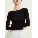 Single neck thin inner layer sweater, slim fit knit sweater for women