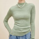 Thickened semi high neck and high neck wool sweater, base knit sweater for women