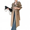 Khaki coat women's long coat