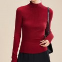 Thickened semi high neck and high neck wool sweater, base knit sweater for women