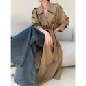 Khaki coat women's long coat