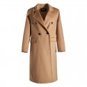 Double breasted water ripple cashmere coat for women, slim fit double-sided woolen coat