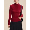 Thickened semi high neck and high neck wool sweater, base knit sweater for women