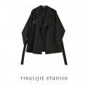 Mid to long windbreaker for women in spring and autumn, slim and waist cinched, with thick cotton coat and outerwear