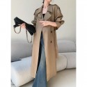 Khaki coat women's long coat